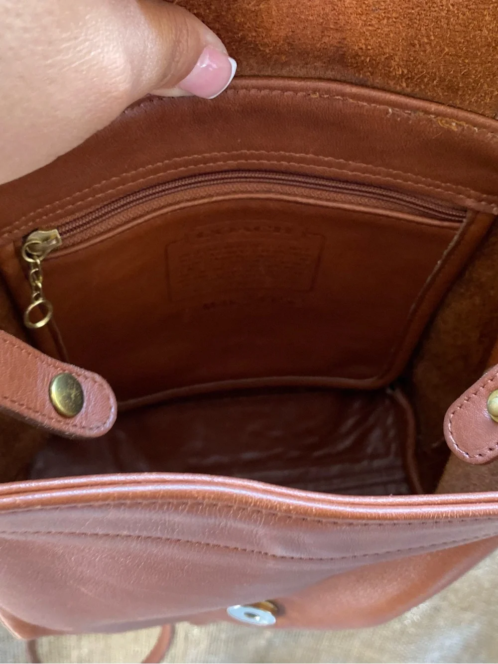 Authentic Coach Classic Tan Leather Mini Backpack Y2K snap closure PRELOVED